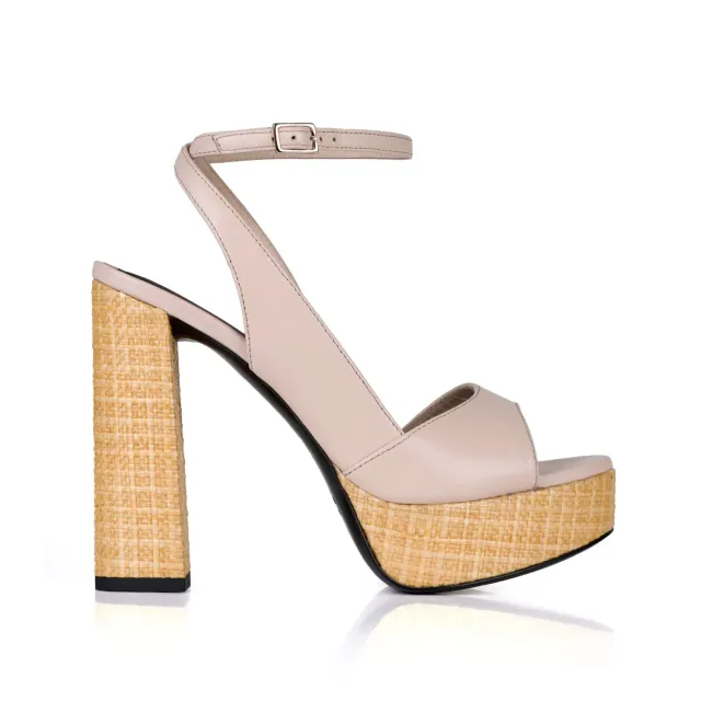 Maison Ernest Flavien Plateforme 120 sandales nude raphia