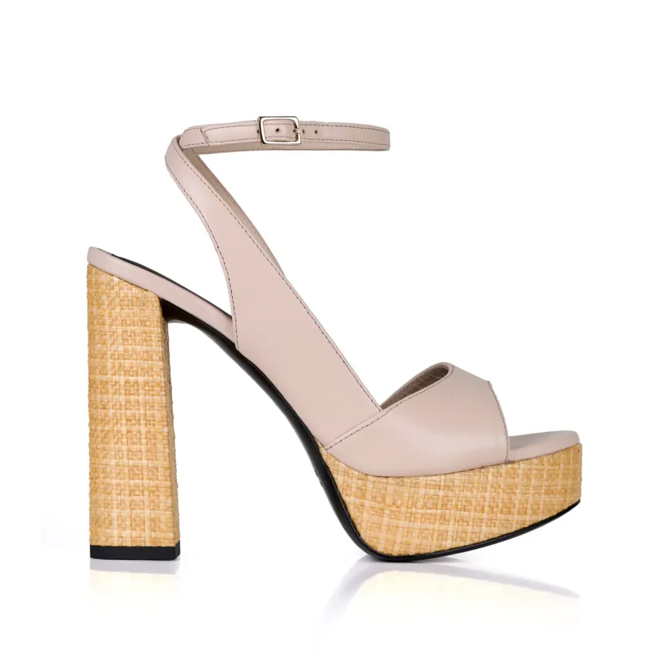 Maison Ernest Flavien Plateforme 120 sandales nude raphia
