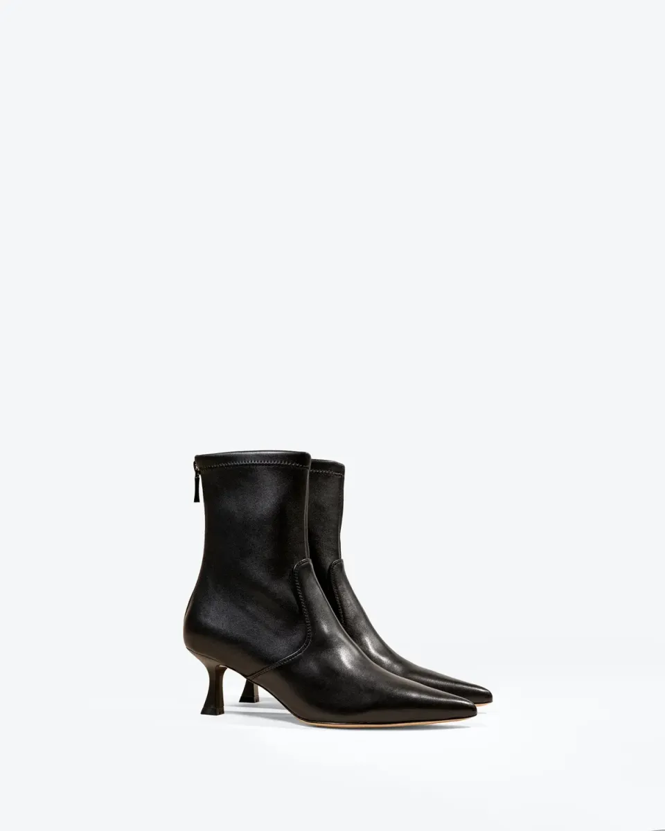 Mi/Mai Louise Black bottines cuir noir bout pointu
