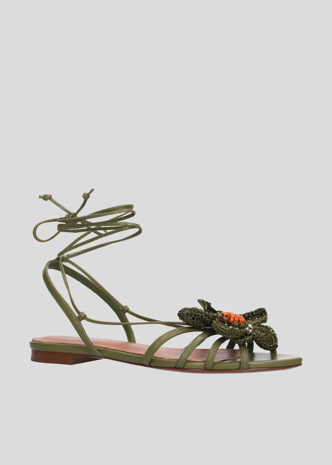 Lola Cruz Jazmin Flat Sandal sandales plates kaki sans talon