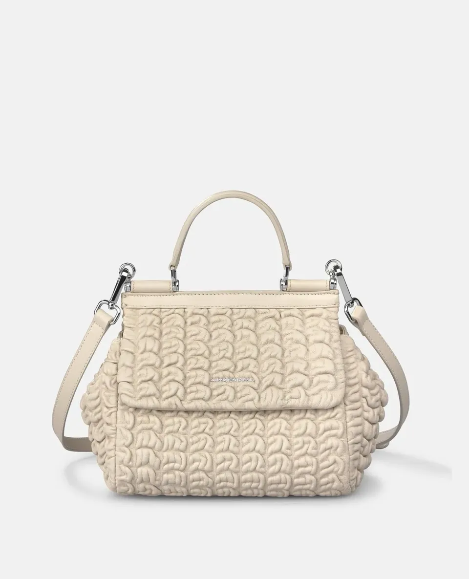 Alma en Pena V26BG060 sac cuir gris relief bandoulière