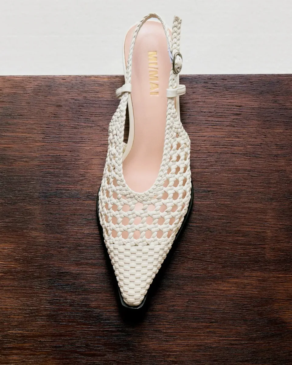 Mi/Mai Marina Woven White escarpins blancs tressés 4 cm