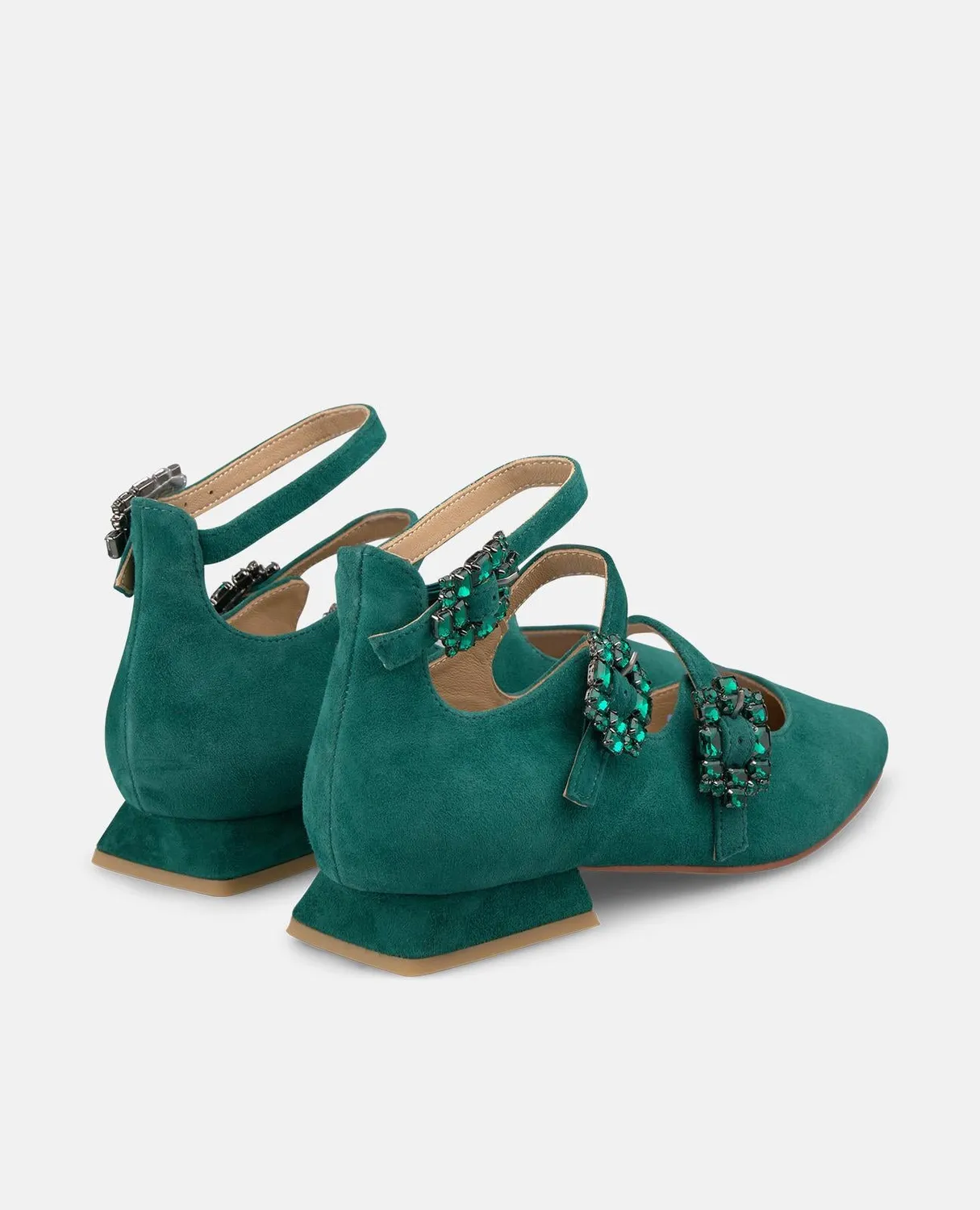 Alma en Pena I250135 chaussures plates cuir vert 2 cm