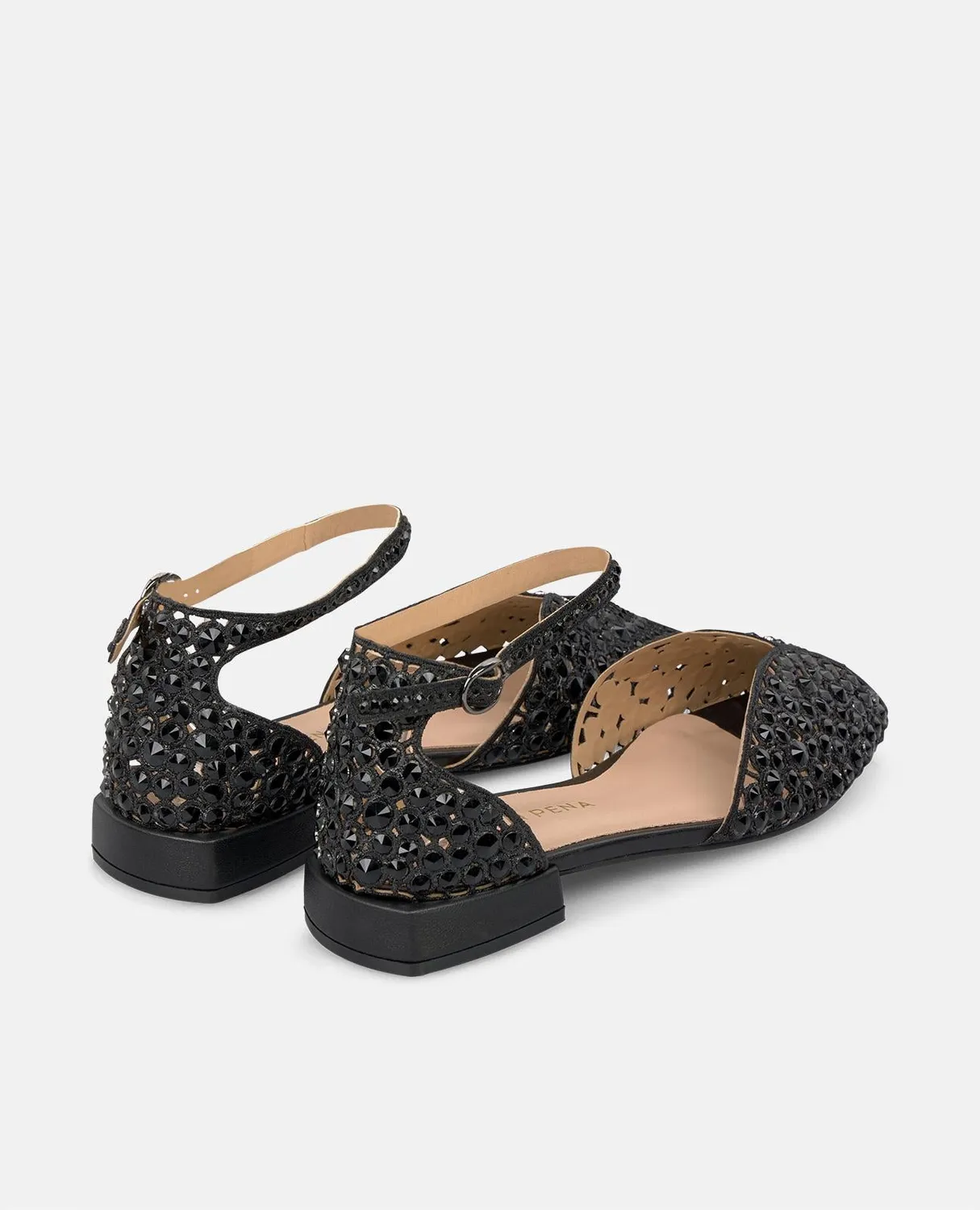 Alma en Pena V250415 sandale noire strass plate