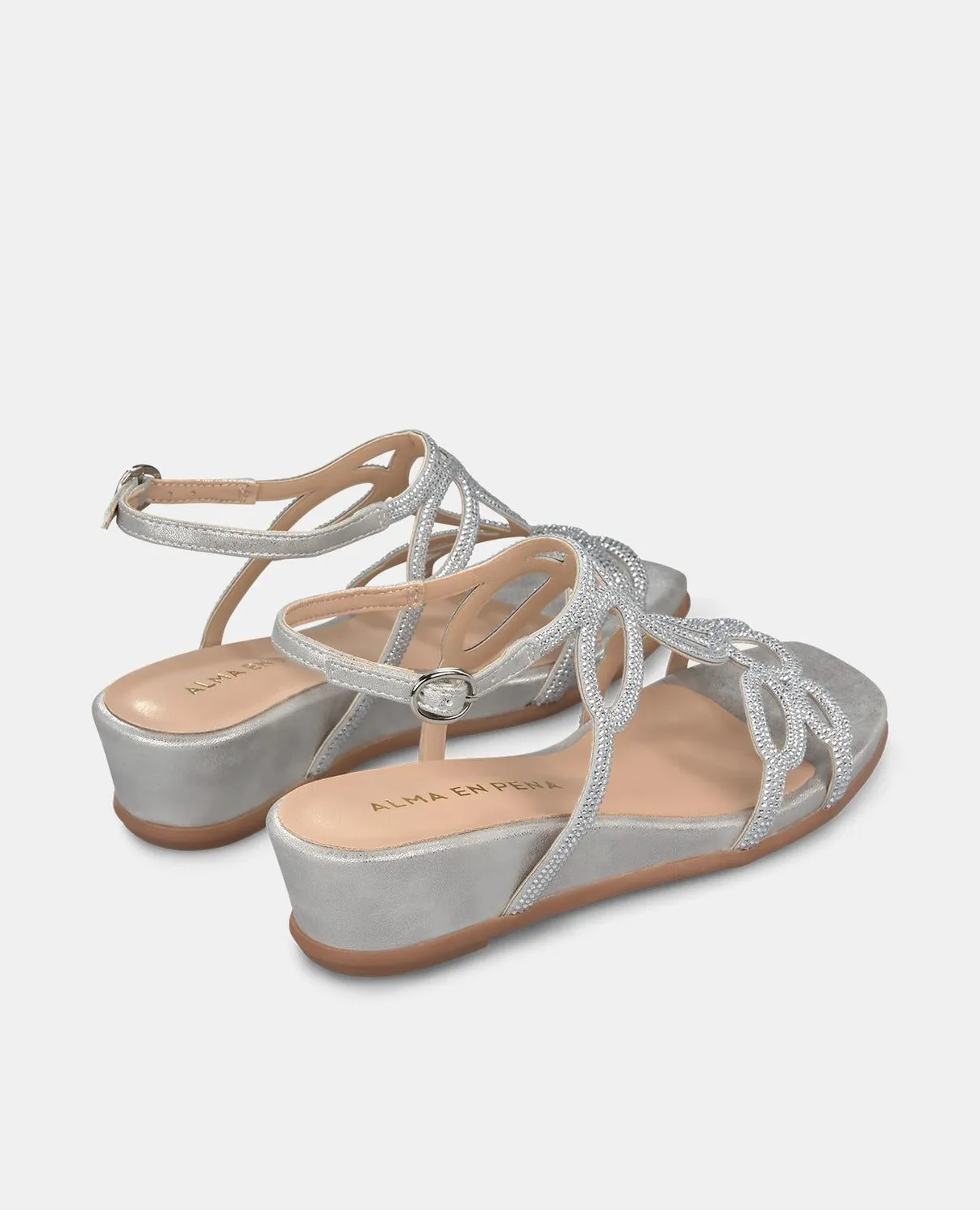 Alma en Pena V2551774 sandales argent strass compensé 4,5 cm