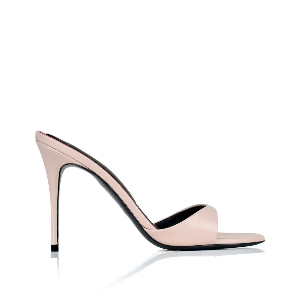 Maison Ernest Lidylle 100 mules nude cuir mat talon 10 cm