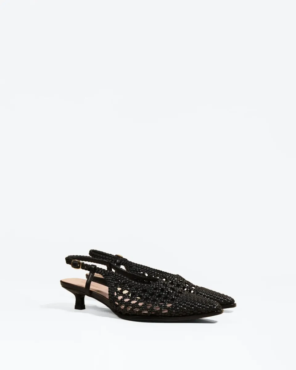 Mi/Mai Marina Woven Black escarpins tressés talon 4cm