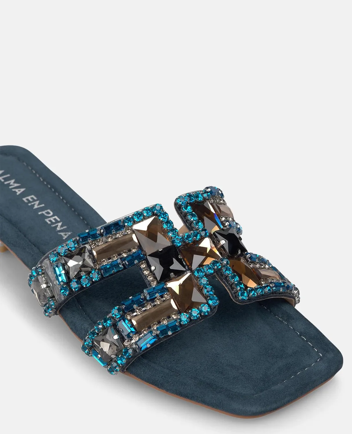 Alma en Pena V268605 sandales bleu cuir plat 2 cm