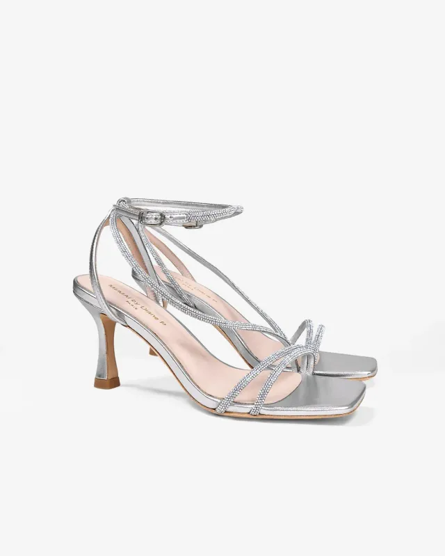 Mi/Mai Capri Silver sandales strass argent talon fin
