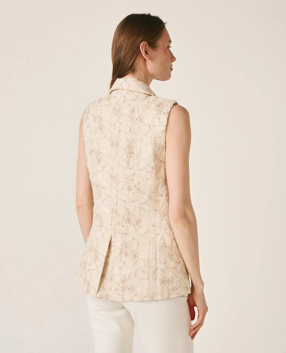 Alma en Pena V26CL1402 gilet blanc brodé