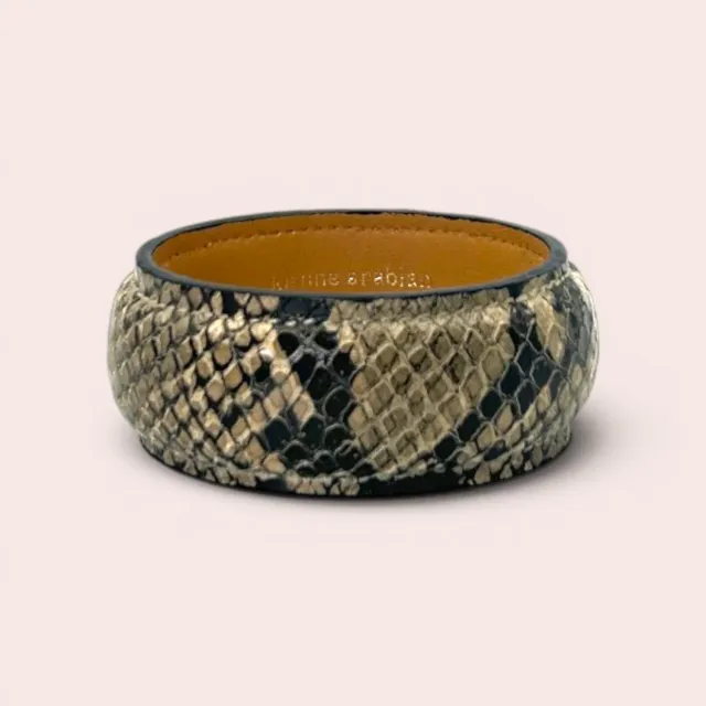 Karine Arabian Dua jonc cuir serpent taupe noir