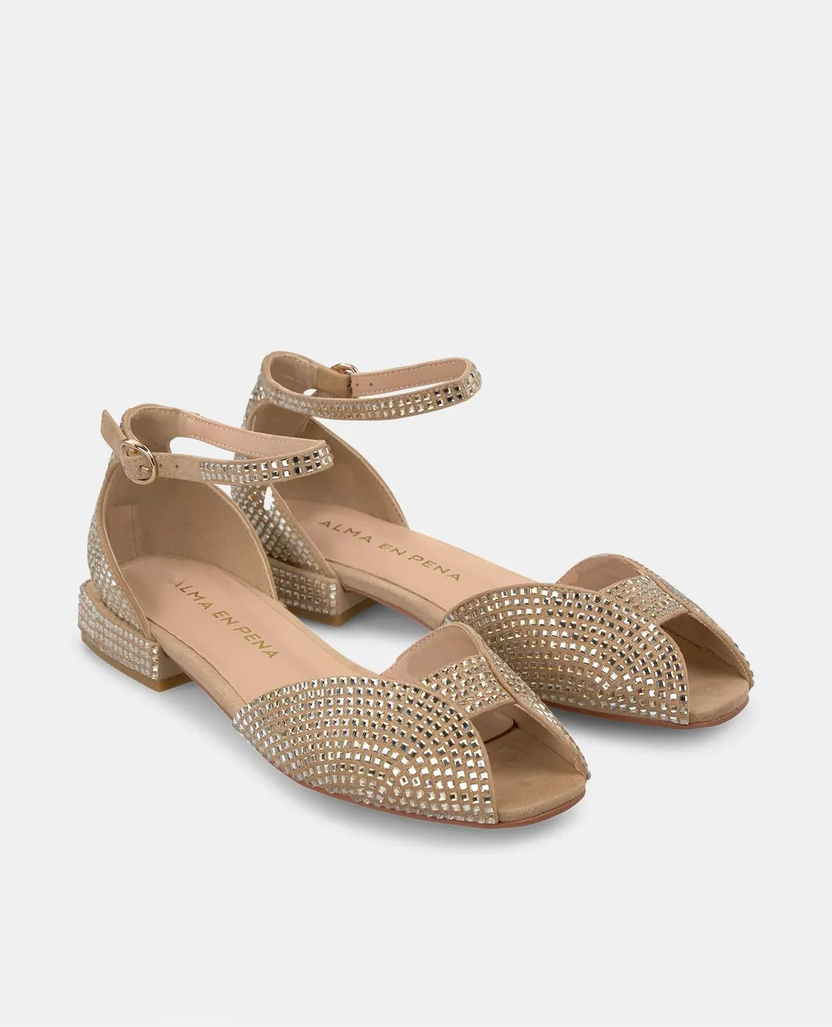 Alma en Pena V2550401 sandales sable plates strass