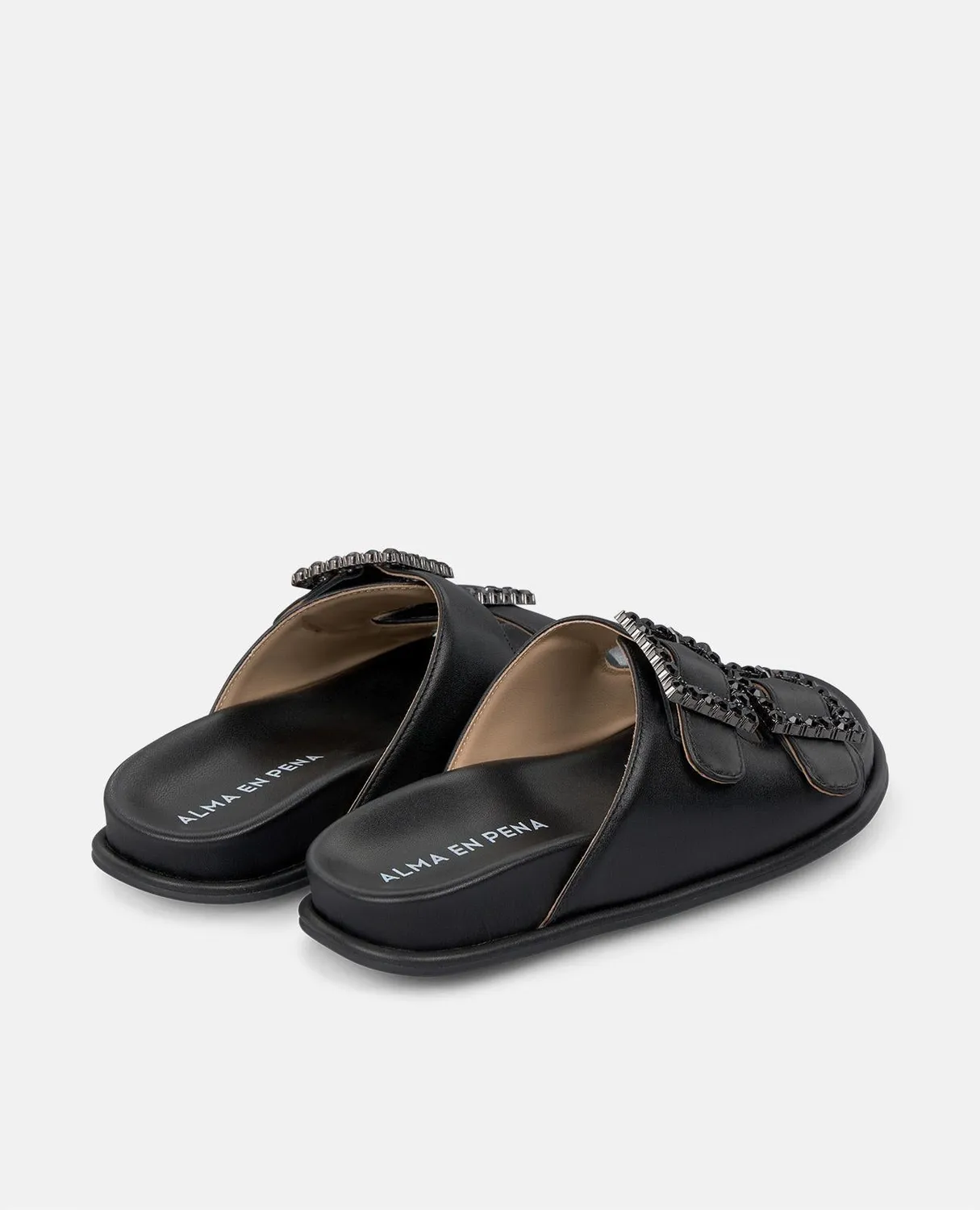 Alma en Pena V251652 sandales plates noir cuir nappa