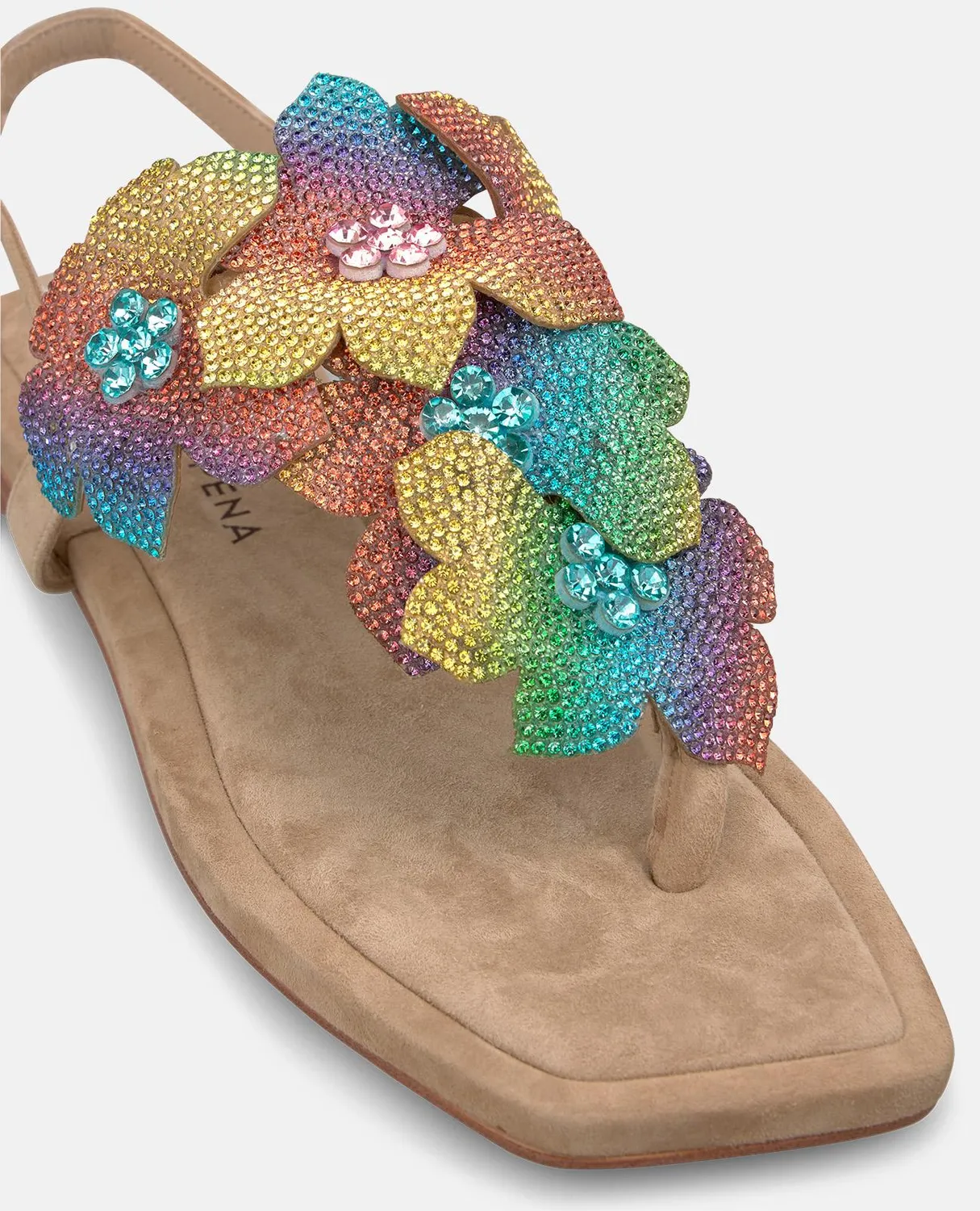 Alma en Pena V268442 sandales plates sable fleurs strass