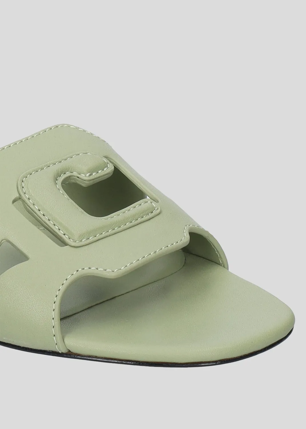 Lola Cruz Cuirine sandales plates vert aloe