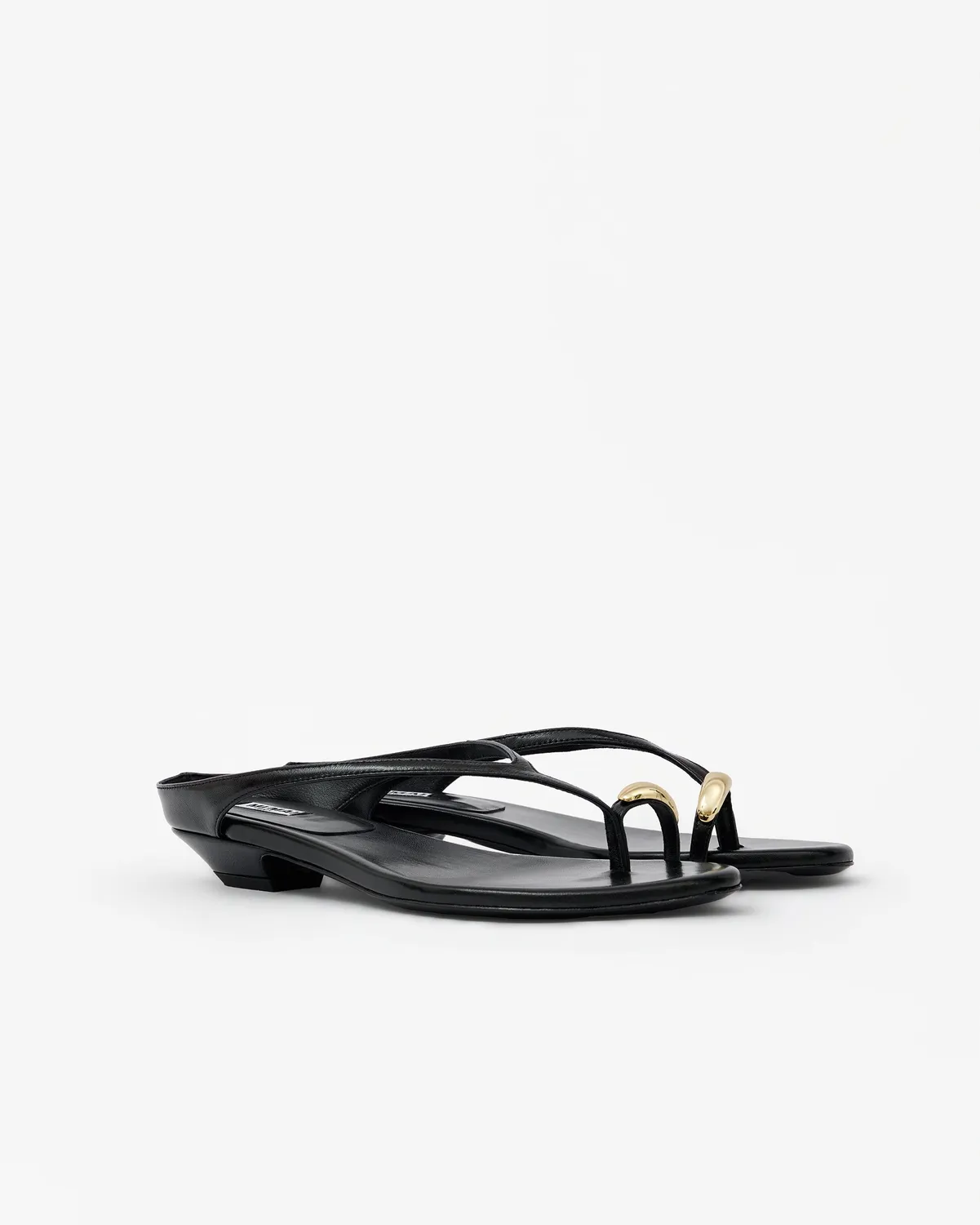 Mi/Mai Juno Black nu-pieds cuir bague dorée