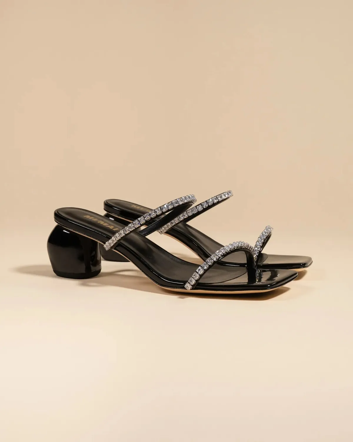 Mi/Mai Tilda Low Black Crystals sandales strass noir