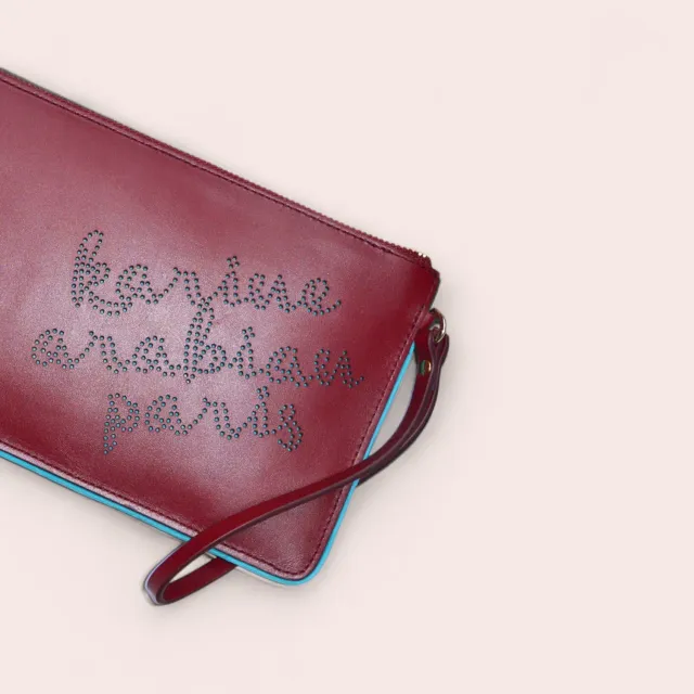 Karine Arabian Carie pochette cuir bordeaux 15x25cm