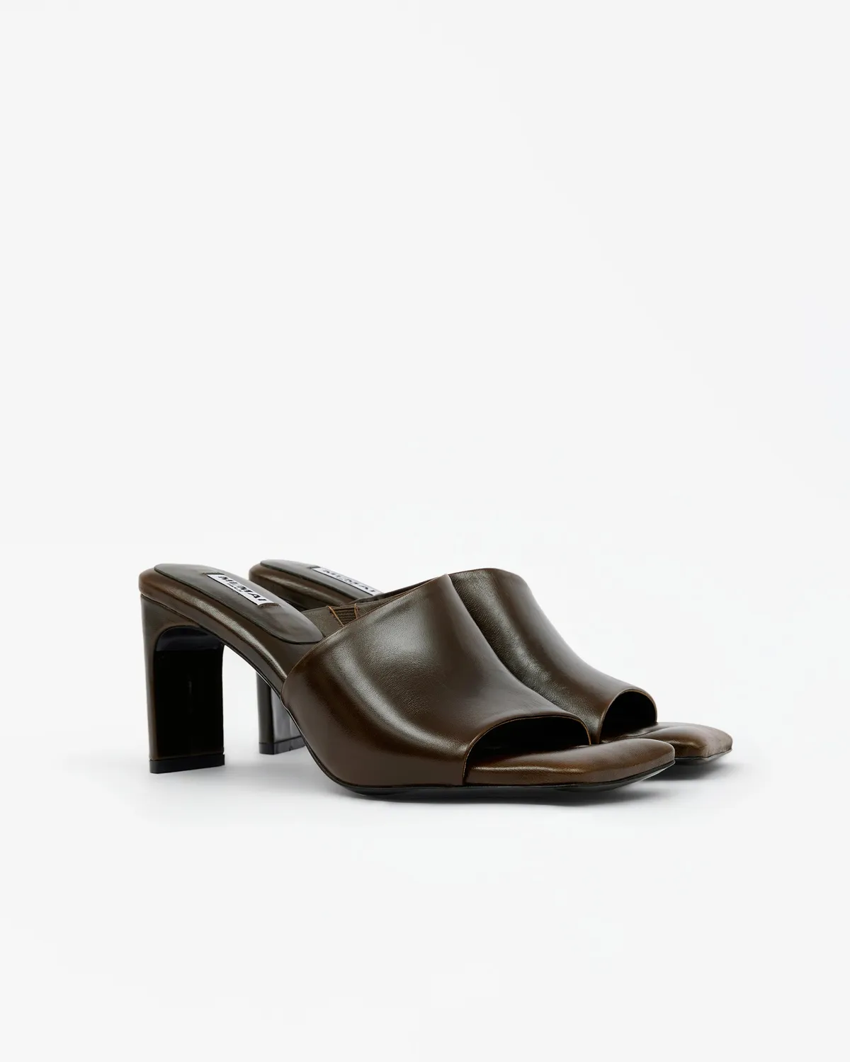 Mi/Mai Alba Khaki mules cuir kaki brillant