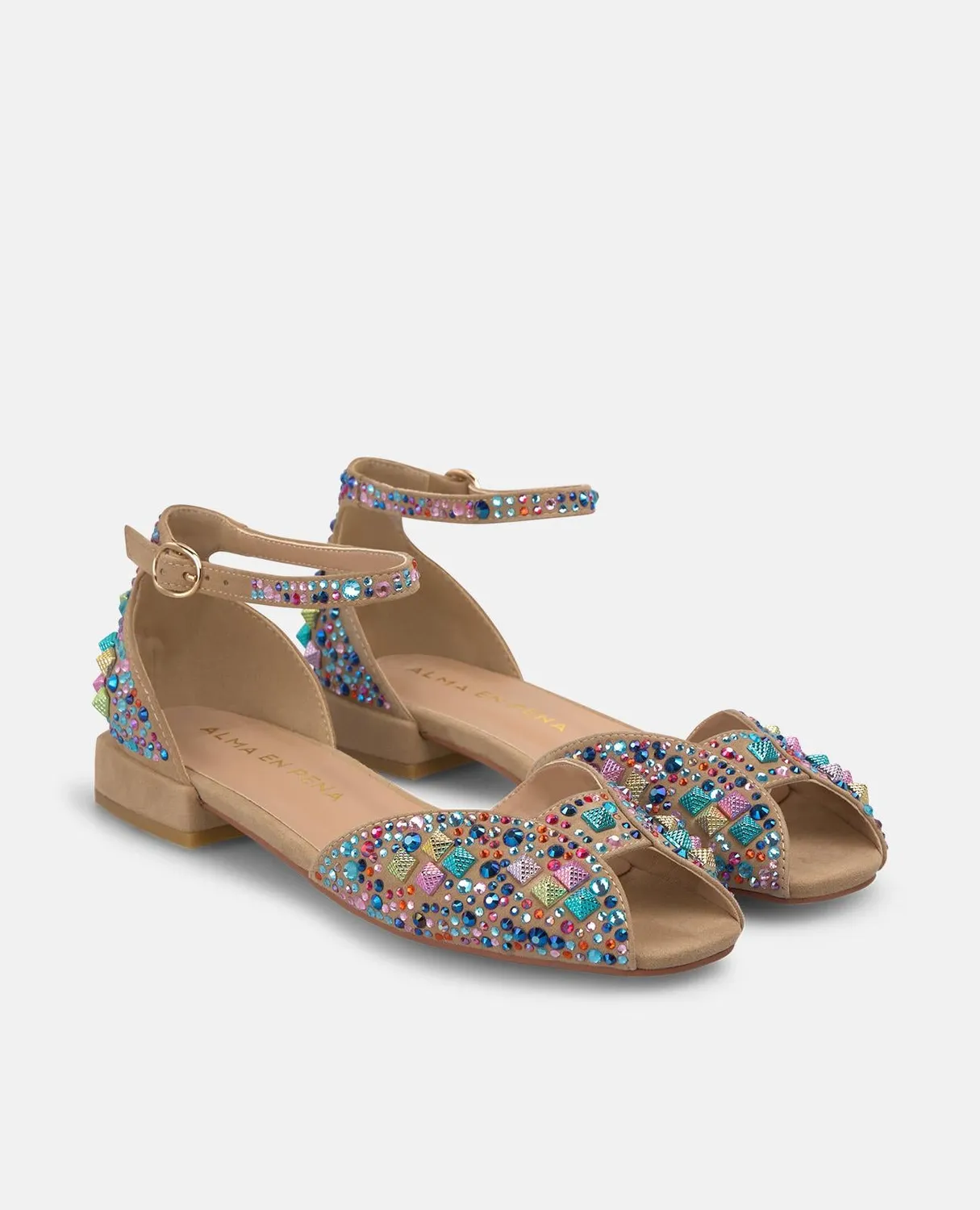 Alma en Pena V2651854 sandales bronze rejilla strass