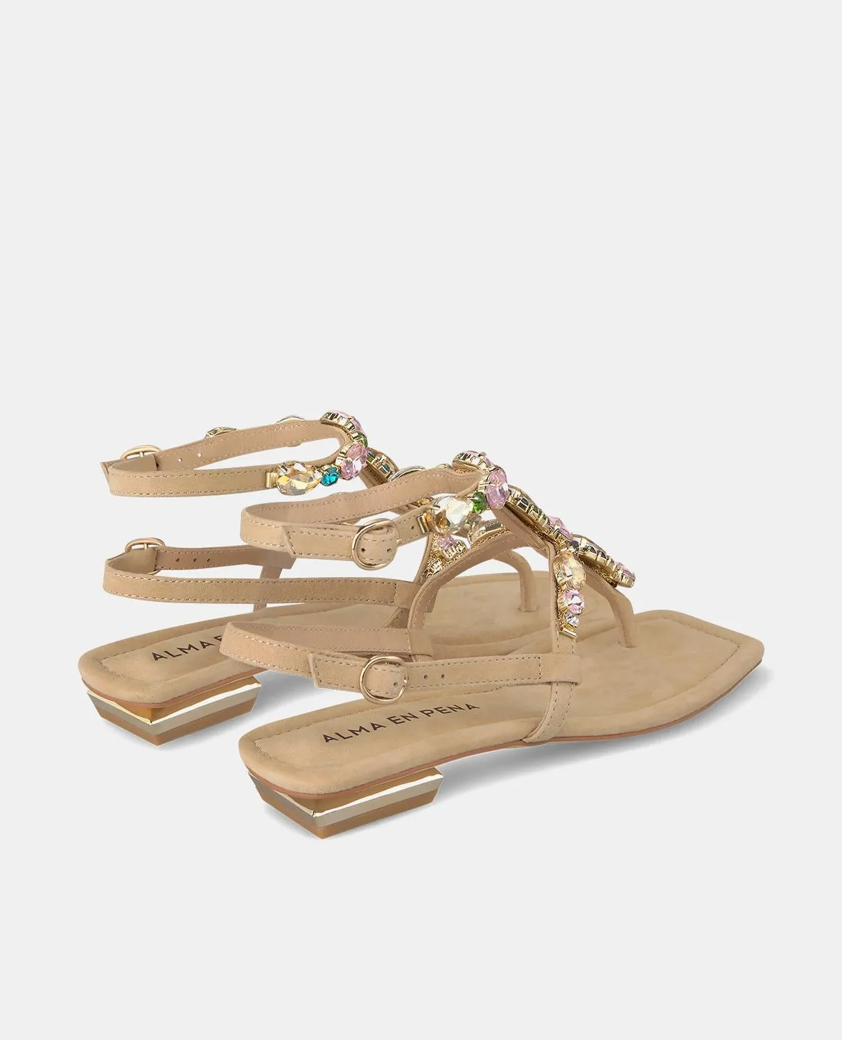 Alma en Pena V240772 sandales plates sable cuir