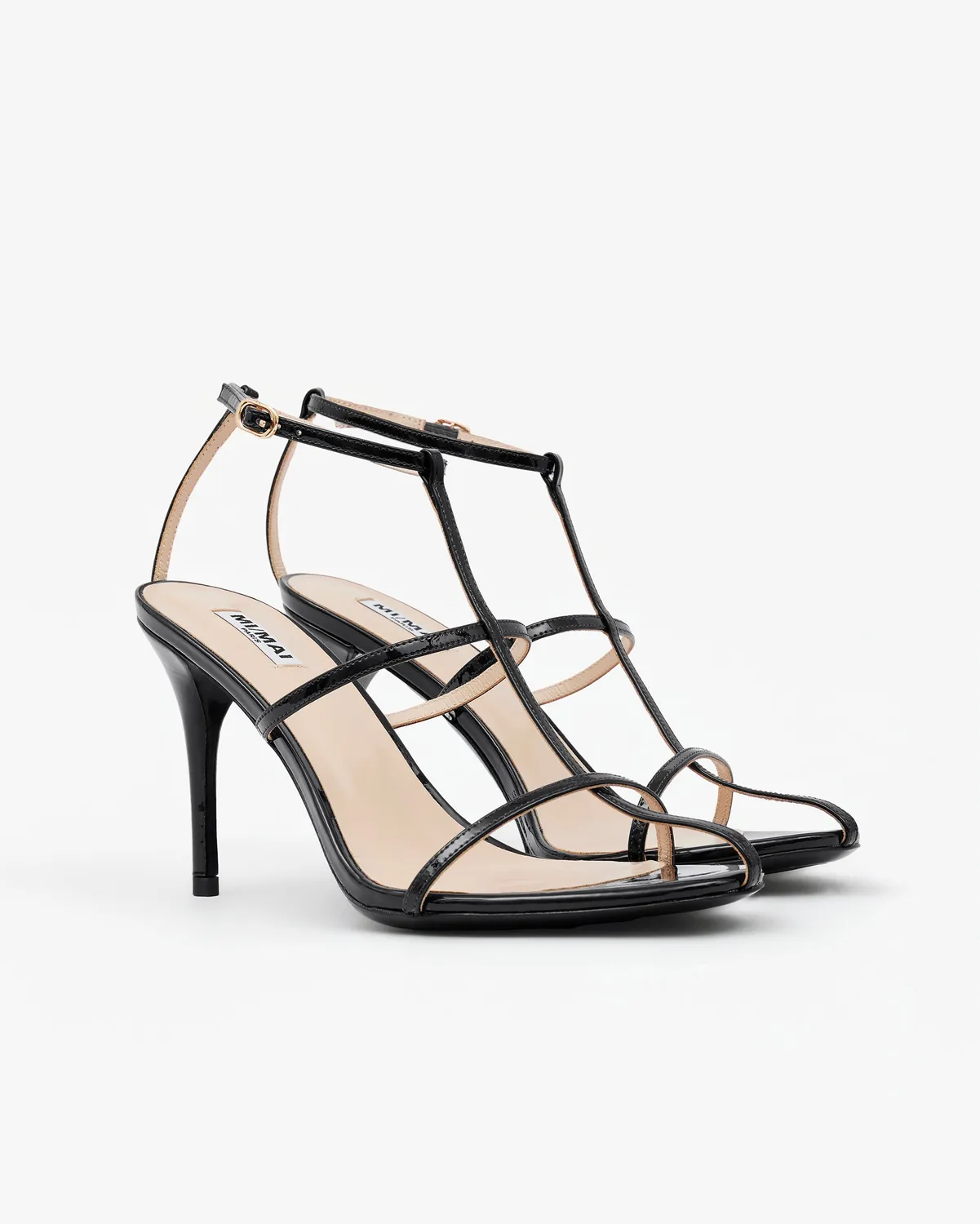 Mi/Mai Gupta Black Patent sandale noire vernie