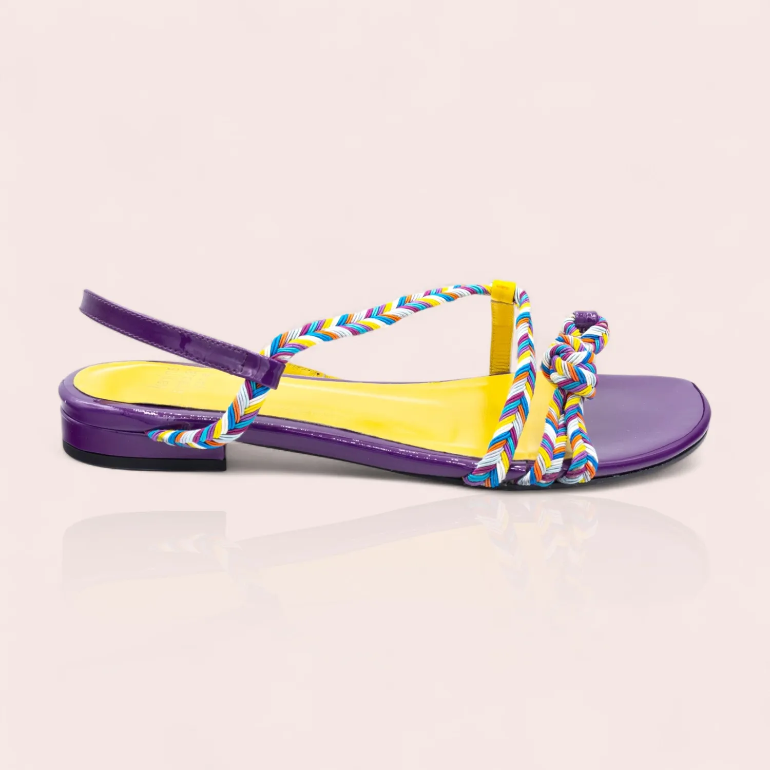 Karine Arabian Molly nu-pieds cuir verni cordon noir
