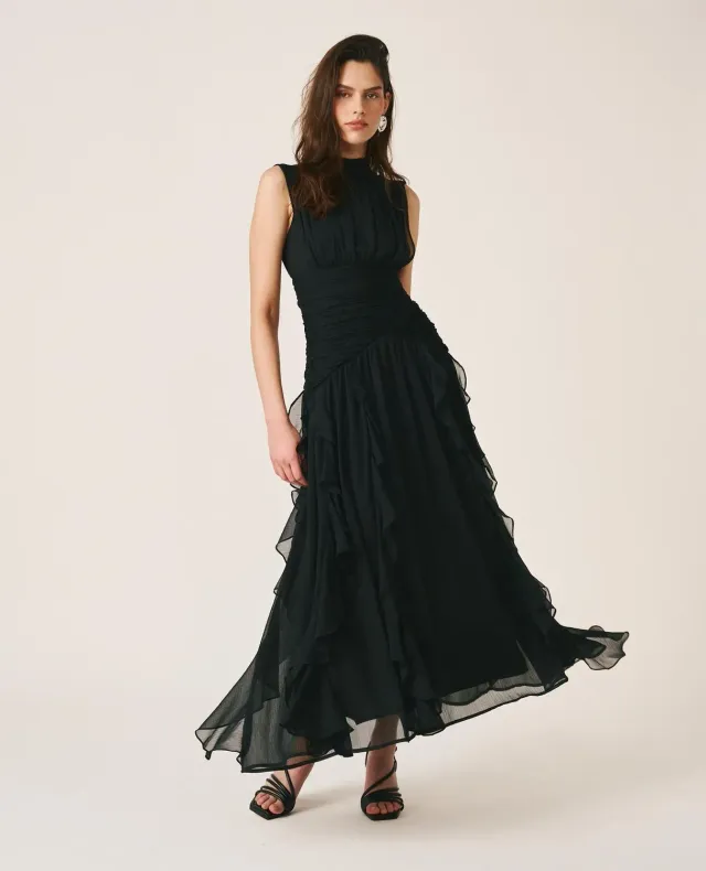 Alma en Pena V26CL0241 robe longue noire volants