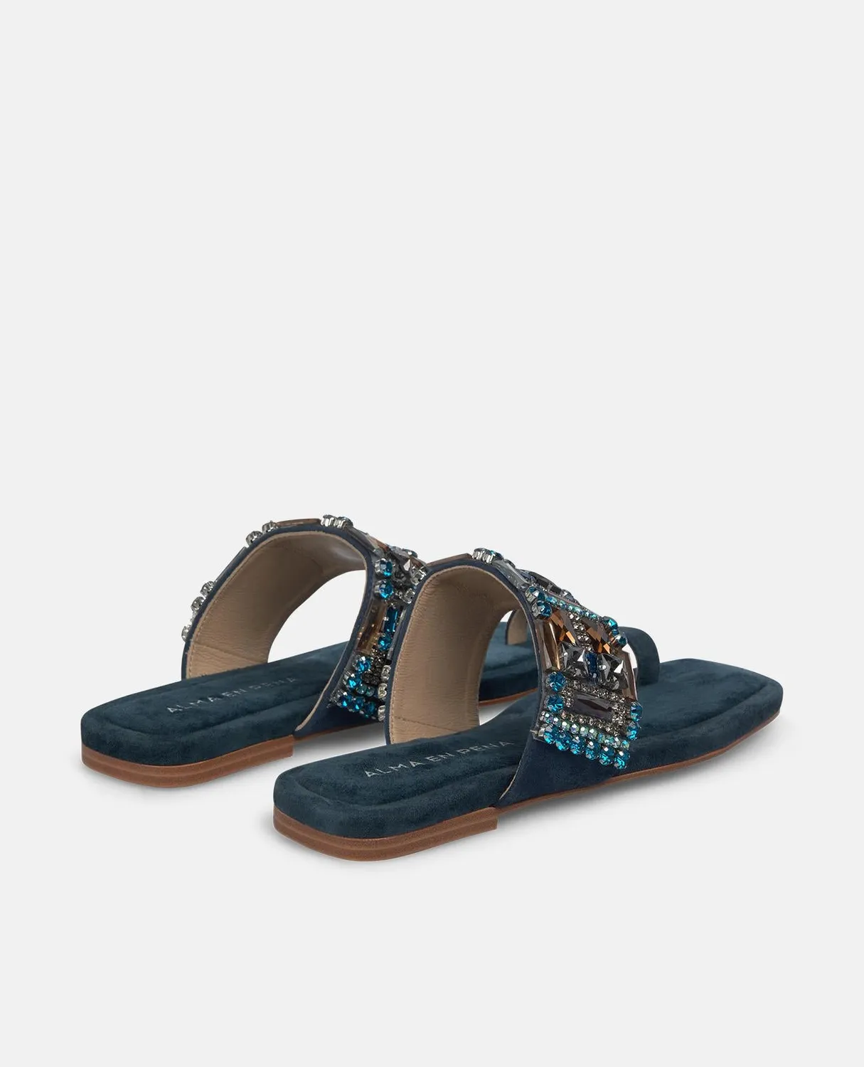Alma en Pena V268454 sandales bleu marine cuir plates strass