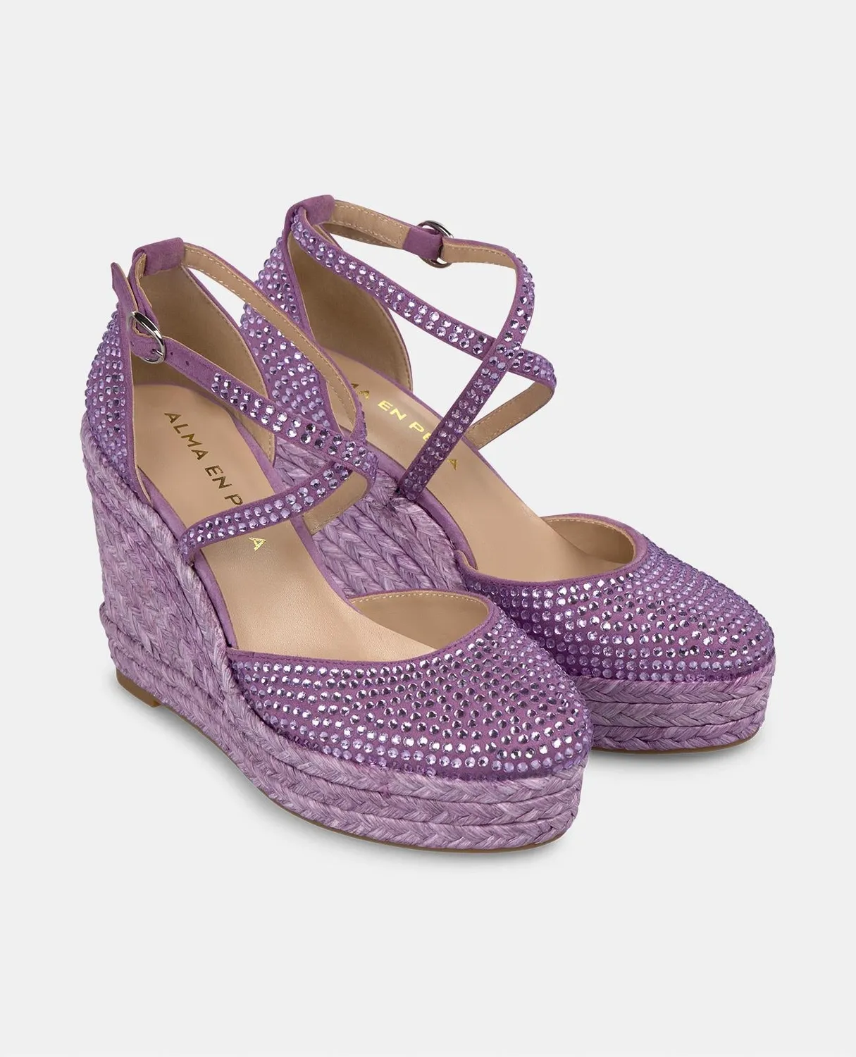 Alma en Pena V2551002 compensées cuir violet strass 9,8 cm