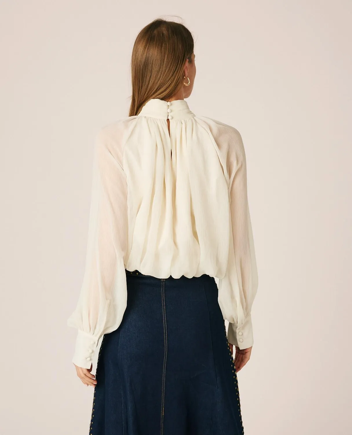 Alma en Pena I26CL0511 blouse gaze blanche drapée