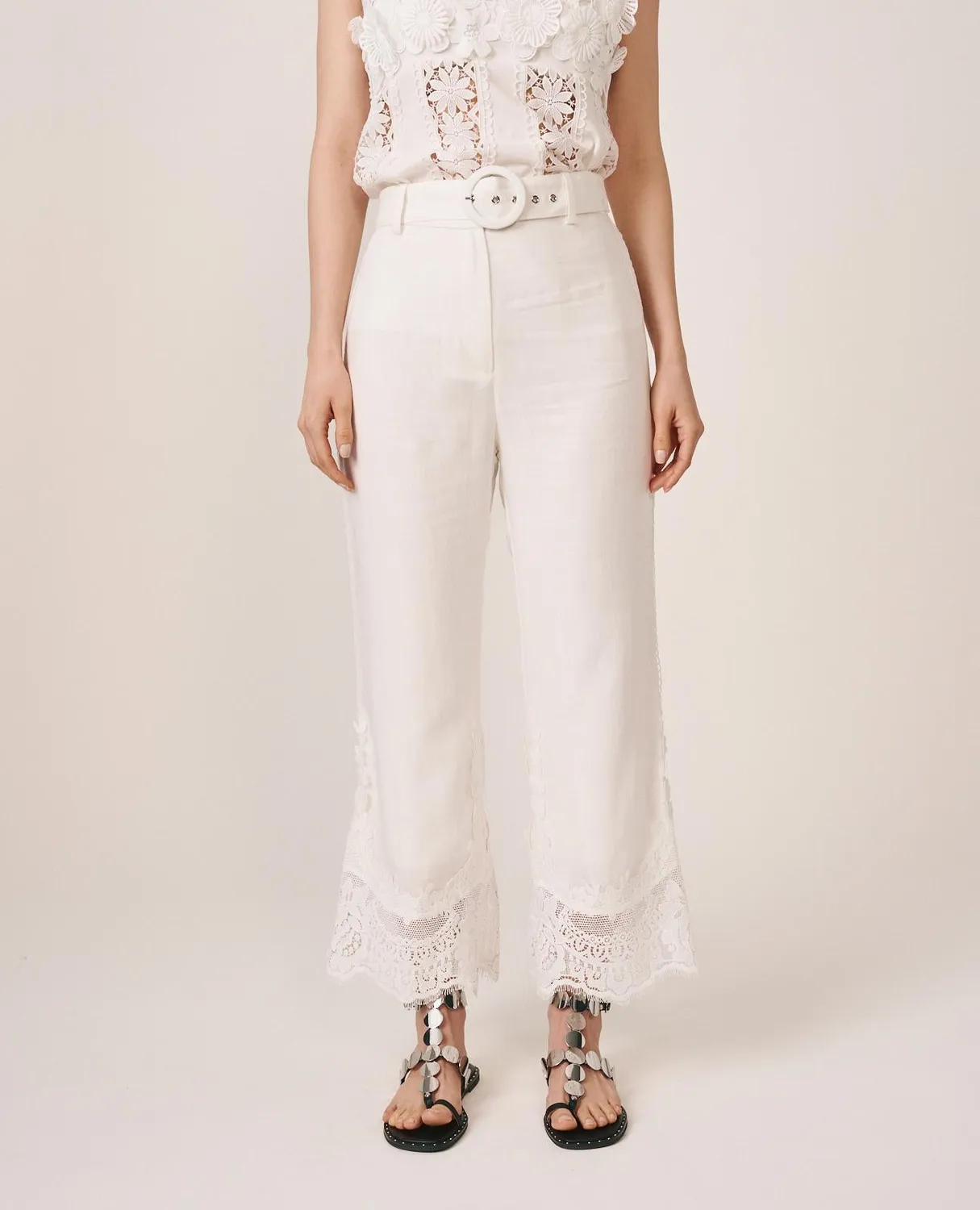 Alma en Pena V26CL1621 pantalon blanc lin