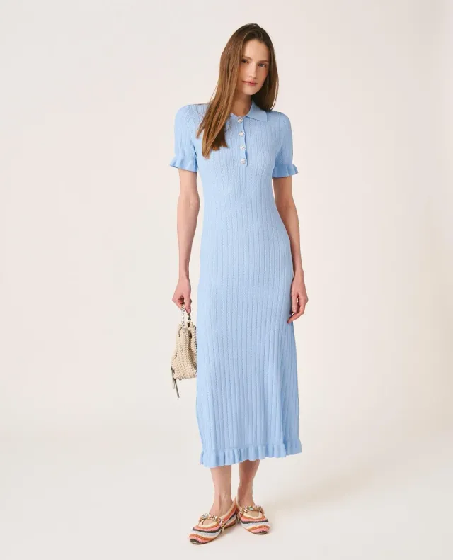 Alma En Pena V26CL0209 robe midi bleu ciel boutons