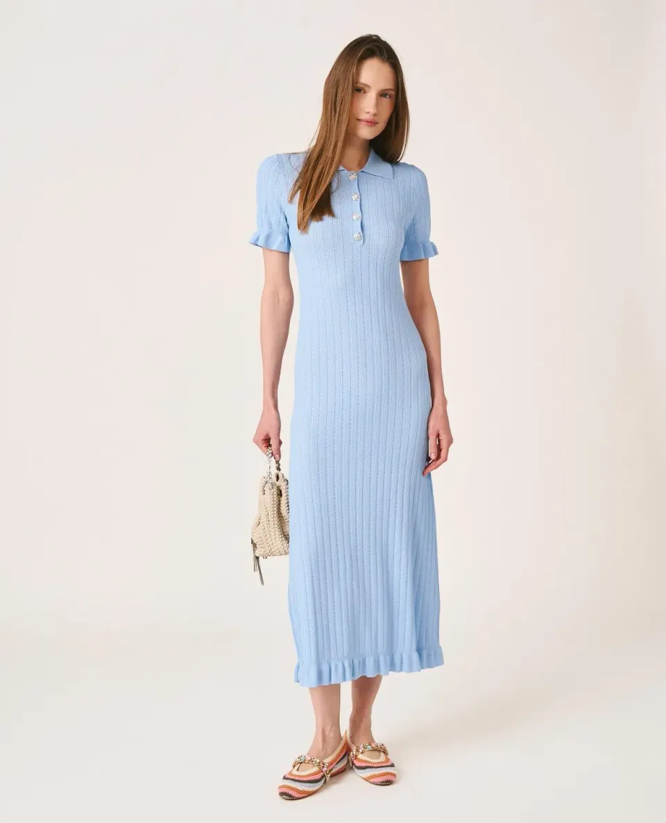 Alma En Pena V26CL0209 robe midi bleu ciel boutons