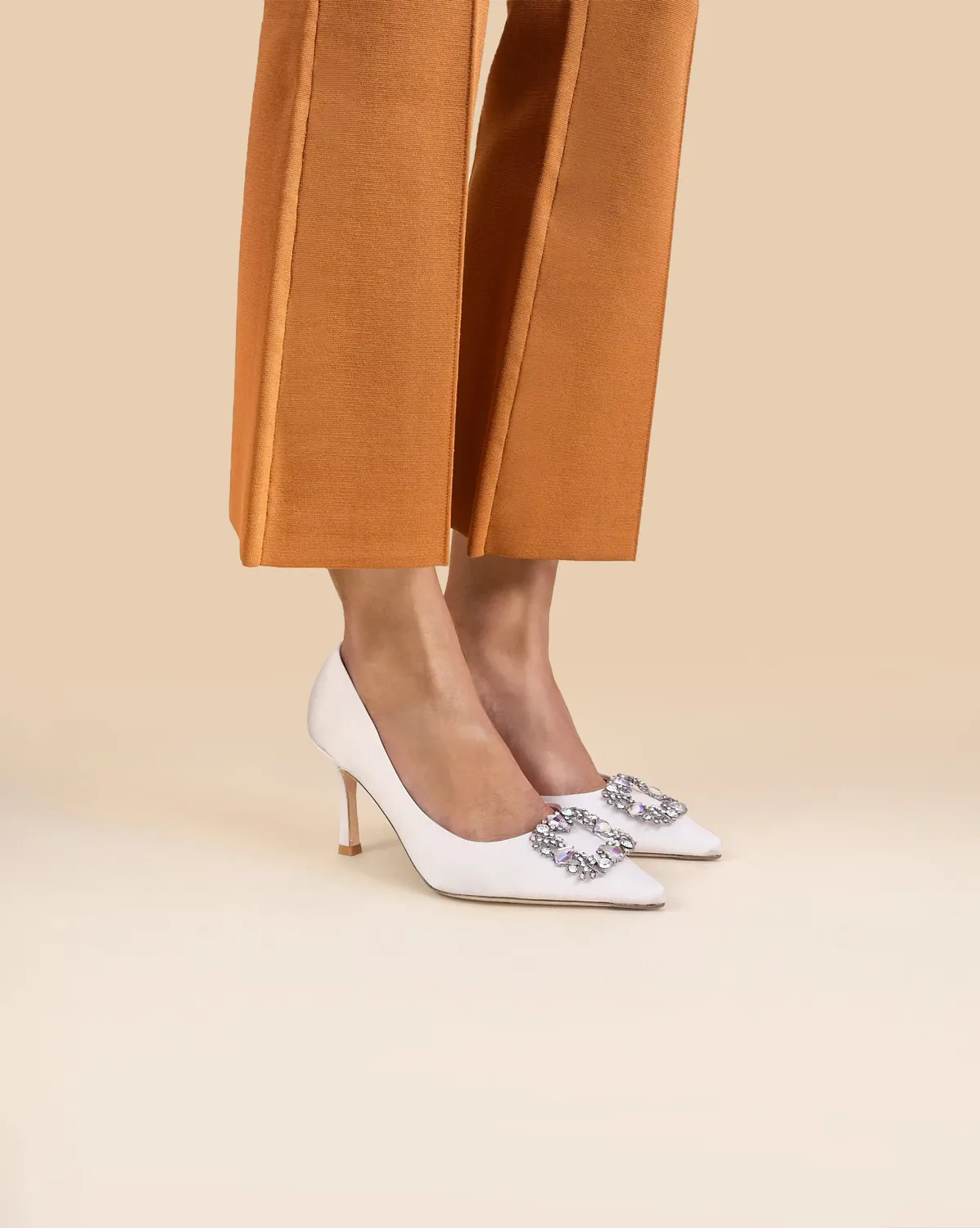 Mi/Mai Astoria White Satin escarpins satin strass