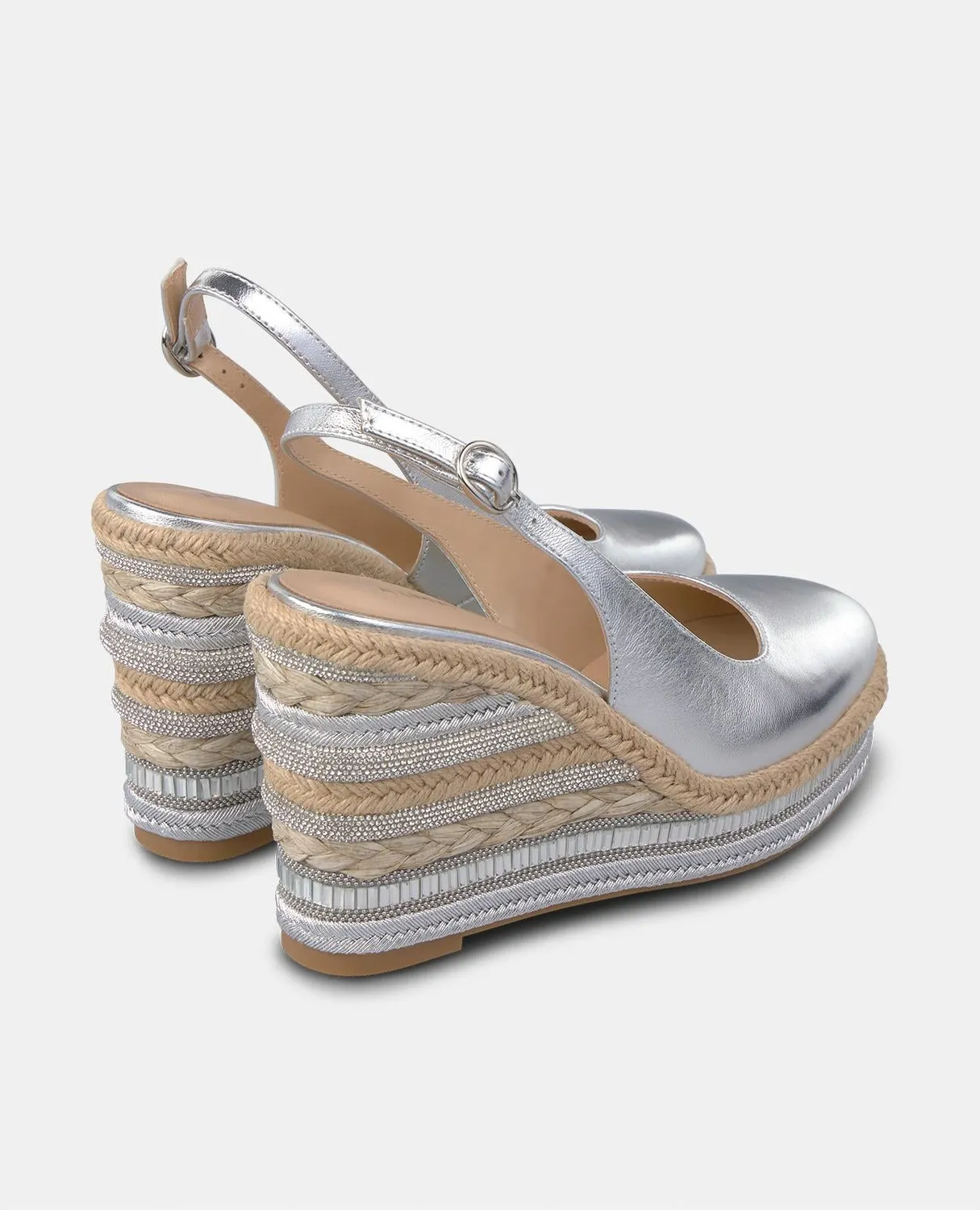 Alma en Pena V251018 compensée cuir argent talon 9,8 cm