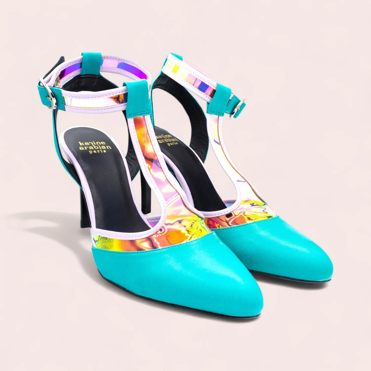 Karine Arabian BRITTANY sandales vinyle turquoise 90mm