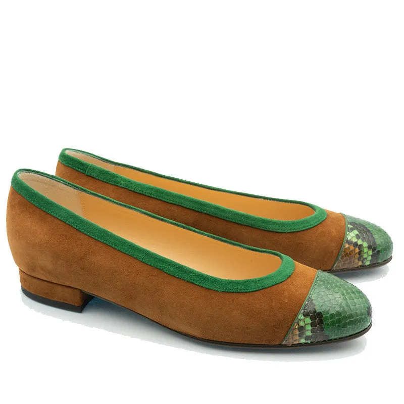 Bégum Paris Gabrielle ballerines vert bout python