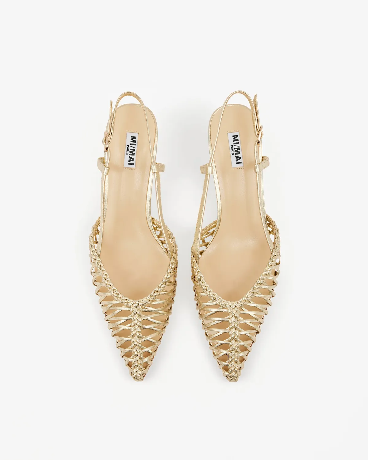 Mi/Mai Tessa Gold escarpin doré tressé petit talon
