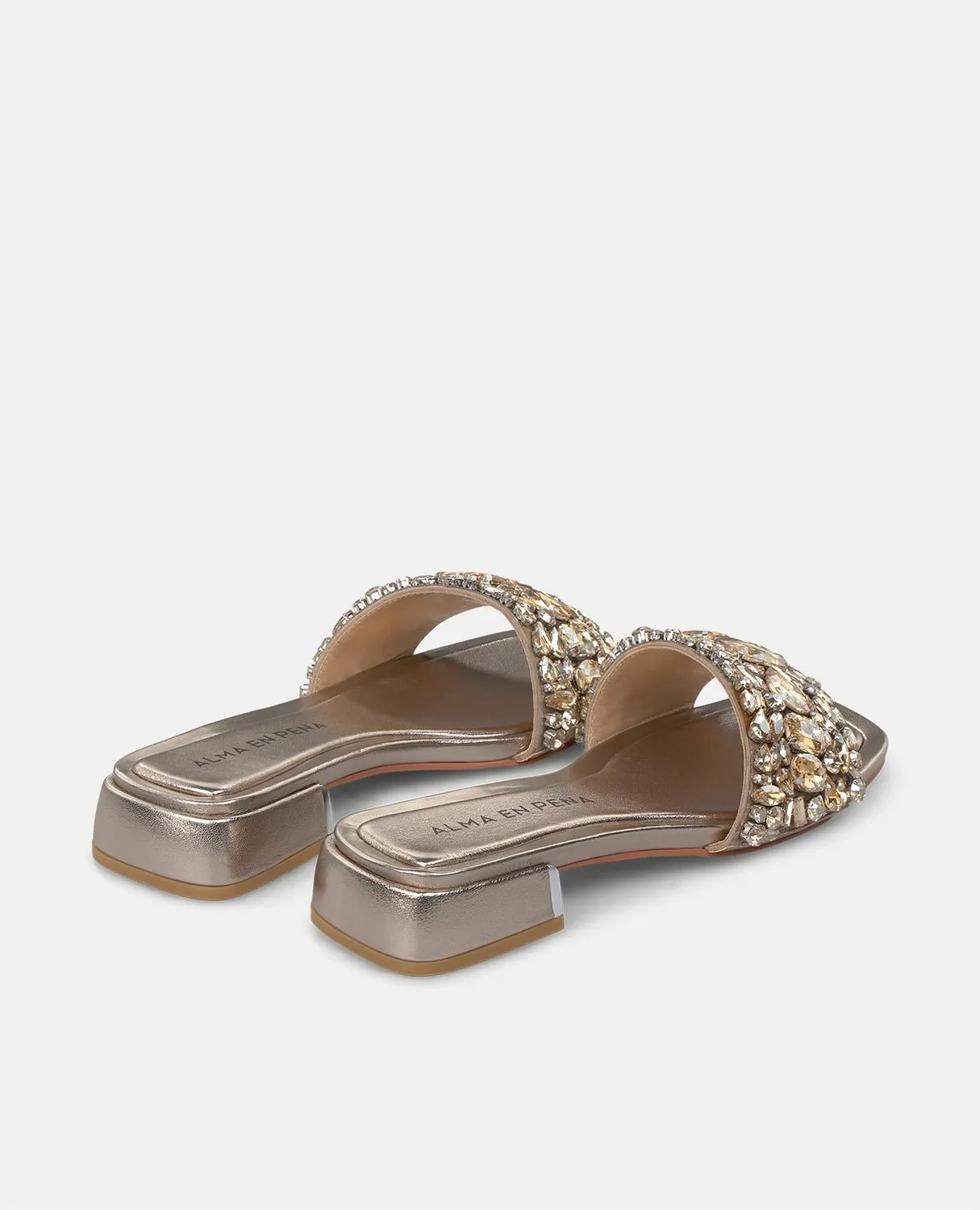 Alma en Pena V251943 sandales plates bronze strass talon 3,5 cm