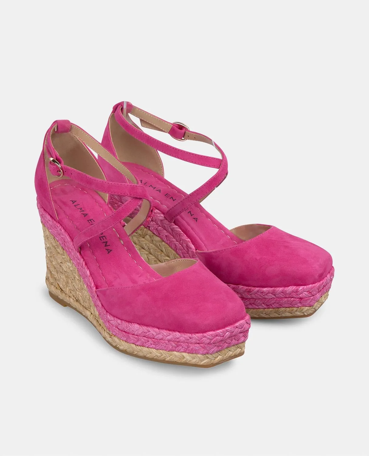 Alma en Pena V2551117 compensée fuchsia cuir 9 cm