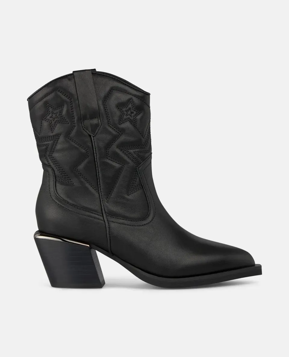 Alma en Pena I250812 bottines cowboy noir cuir talon 7 cm