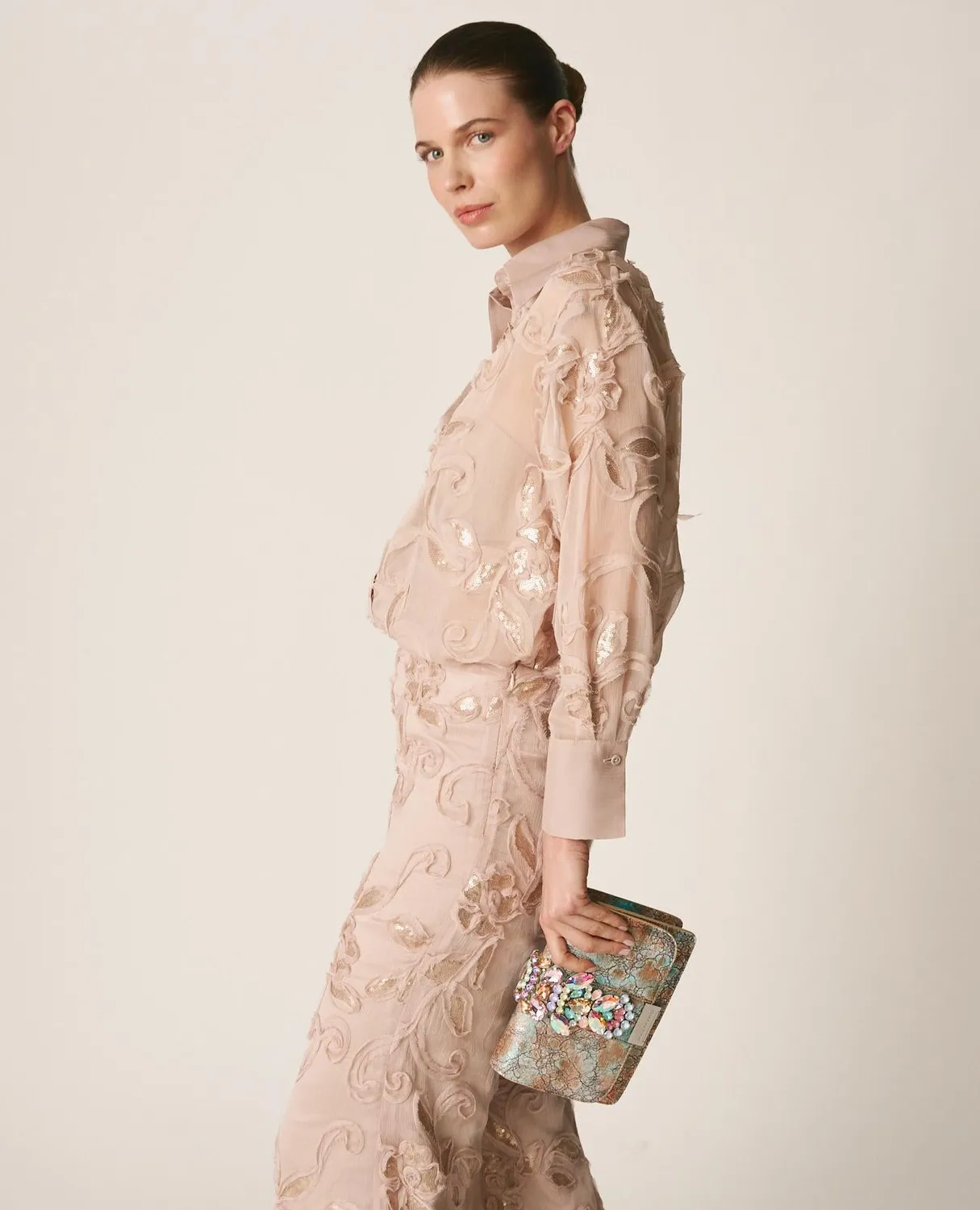 Alma en Pena BG103 pochette cuir turquoise strass soirée