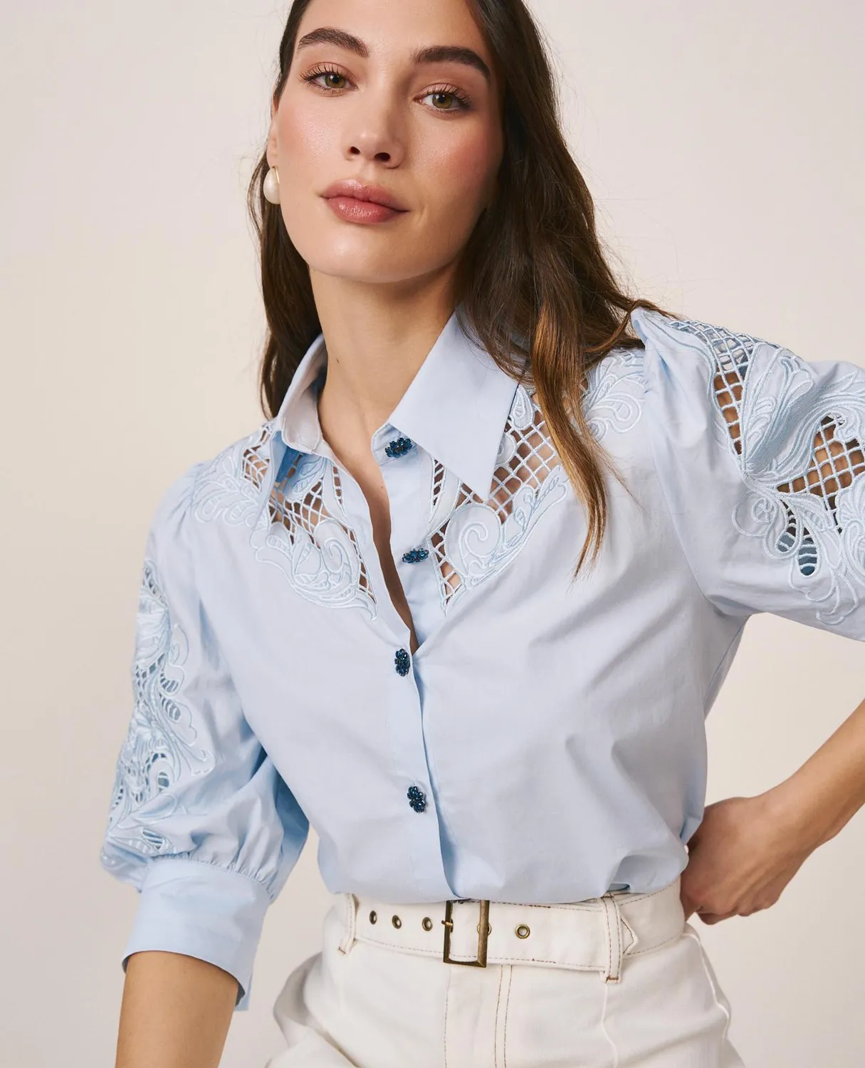 Alma en Pena V26CL0411 chemise popeline bleu