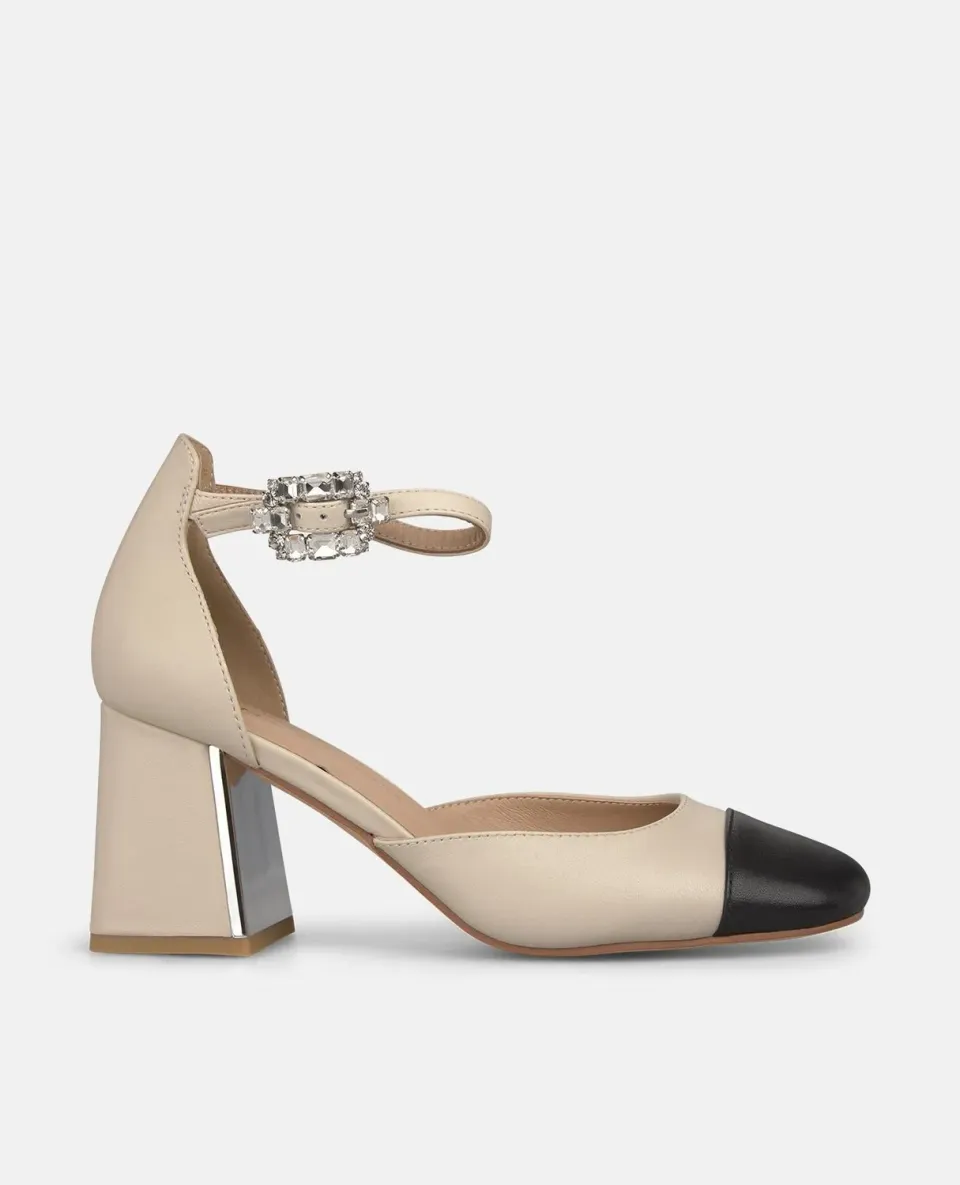 Alma en Pena V261502 escarpins ivoire cuir talon large 7 cm