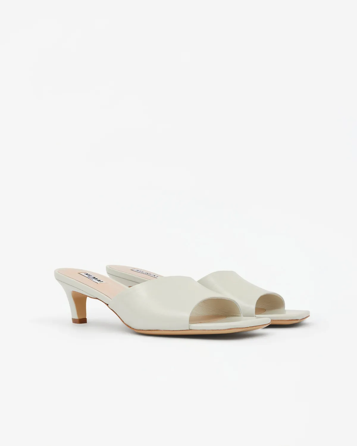 Mi/Mai Liz White mule cuir glossy blanc talon bas
