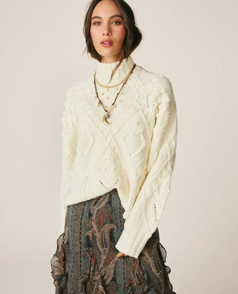 Alma en Pena I26CL0807 pull torsades ivoire laine