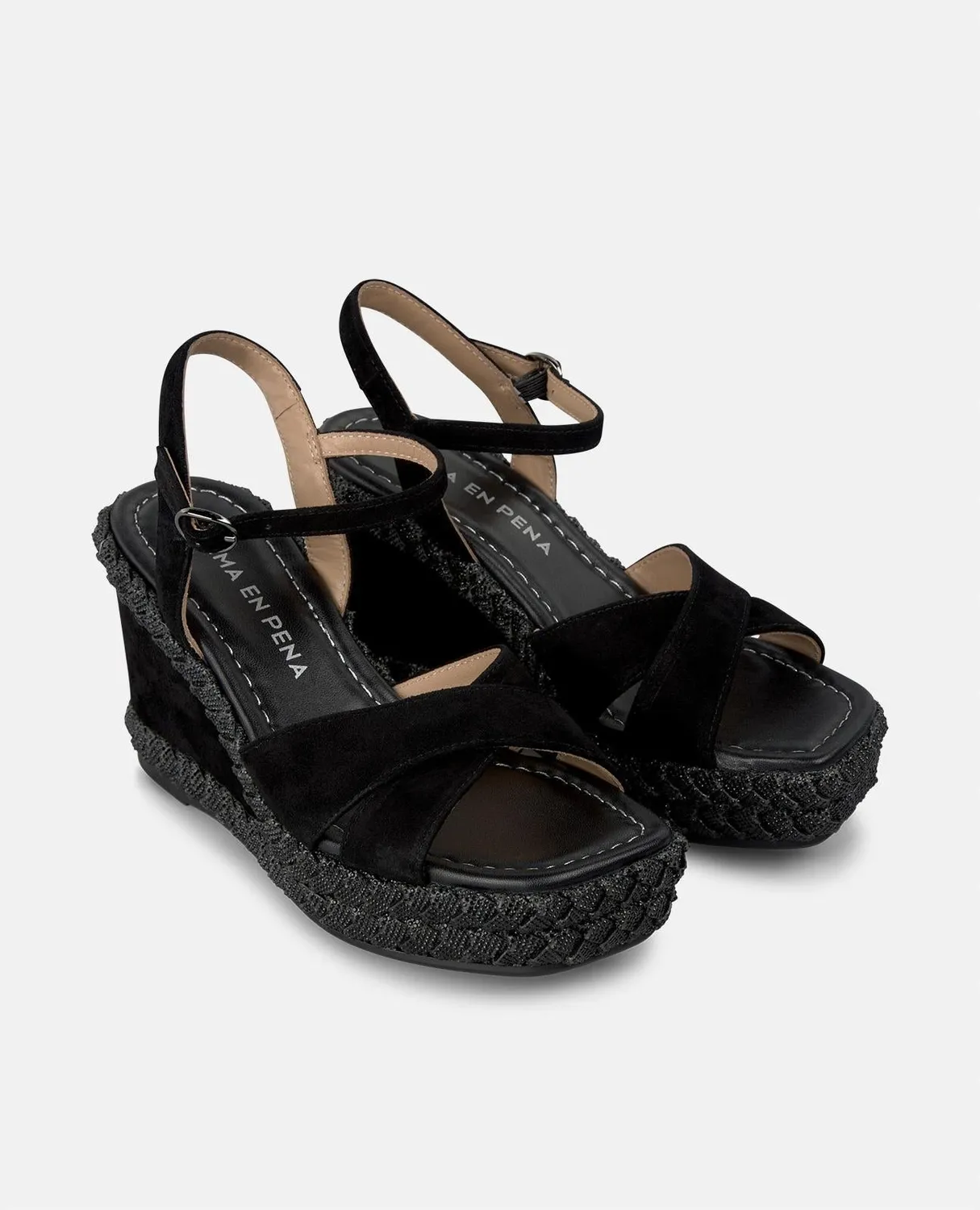 Alma en Pena V251303 sandale compensée noire 9,8 cm