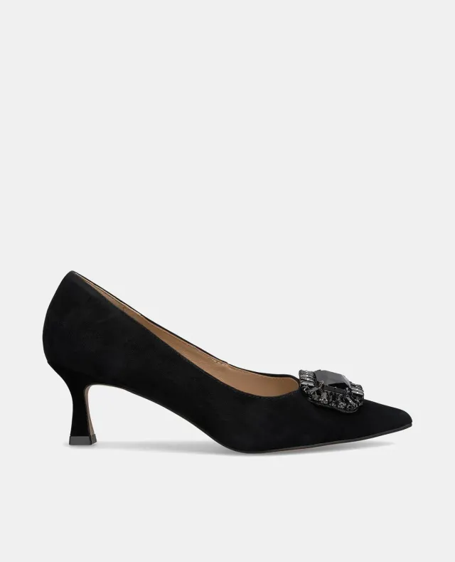 Alma en Pena I240362 Escarpins cuir noir bijou talon 9,5 cm