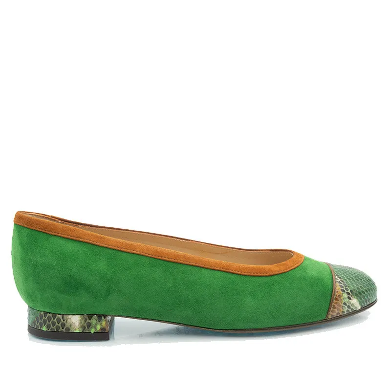 Bégum Paris Gabrielle ballerines vert bout python